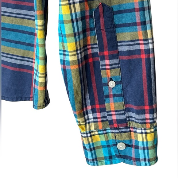Hollister Long Sleeve Plaid Button Down Shirt Teal Seagull Logo Pocket Size XL - Picture 4 of 11
